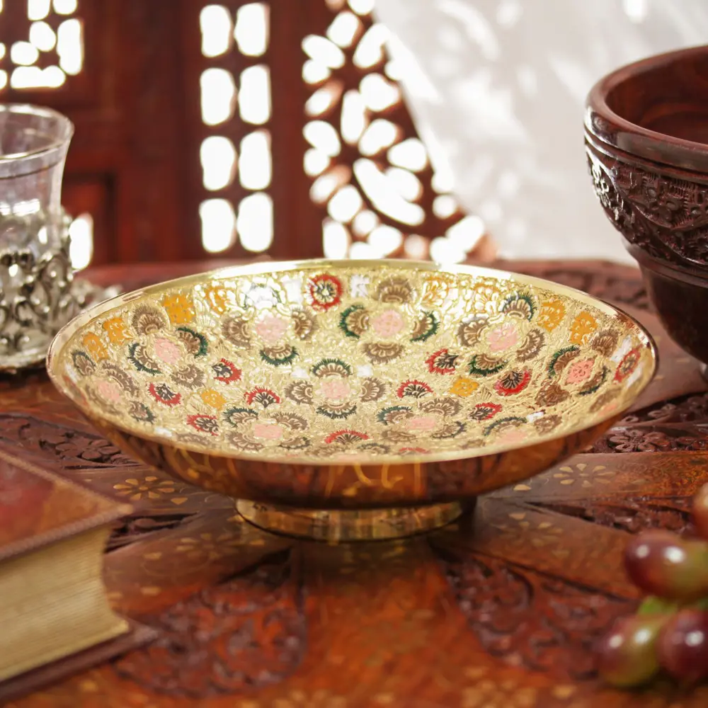 Фото Блюдо сервировочное 19.50x6x19.50 см Indian Handicrafts Весенняя капель латунь цвет золотистый Фото Блюдо сервировочное 19.50x6x19.50 см Indian Handicrafts Весенняя капель латунь цвет золотистый