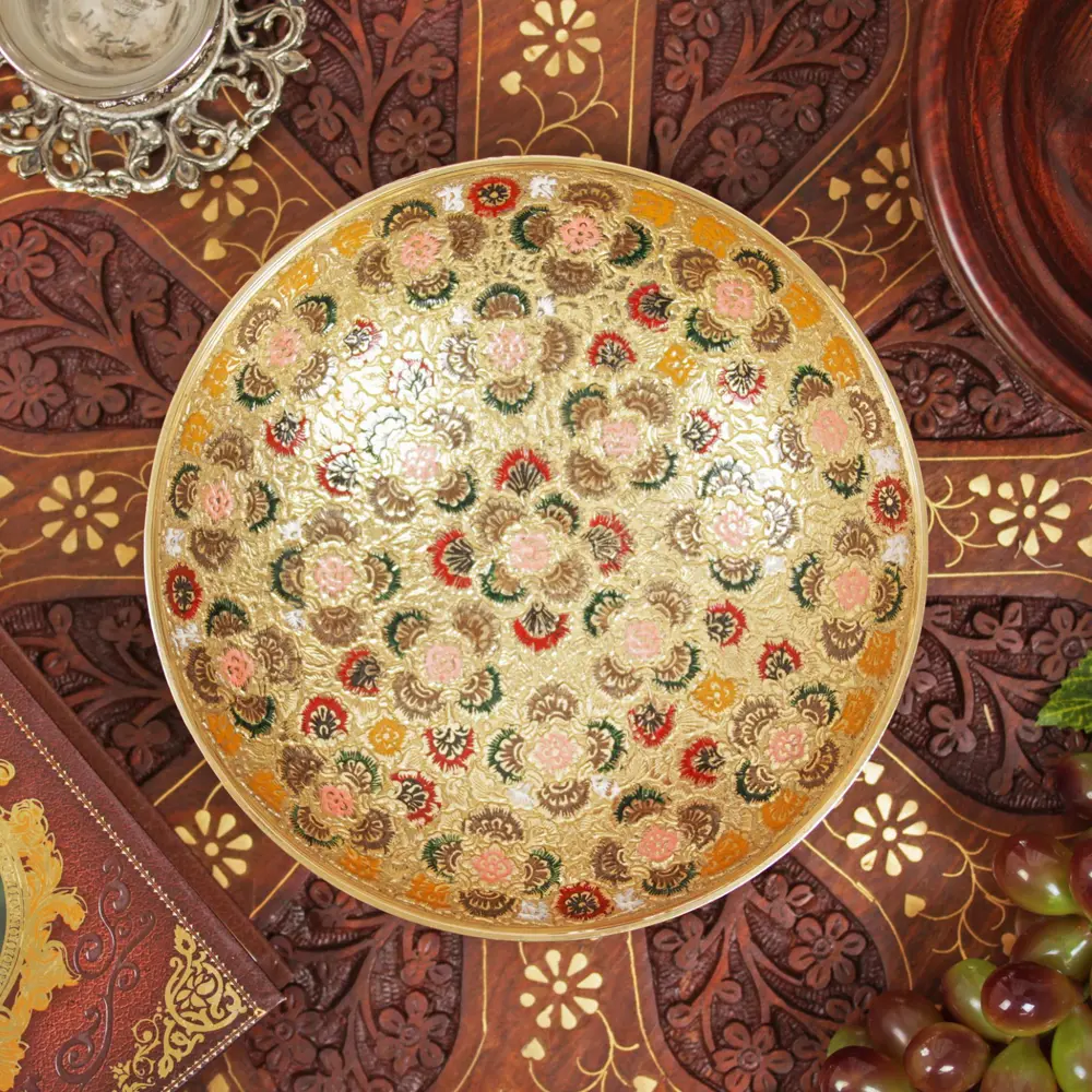 Фото 3 Блюдо сервировочное 19.50x6x19.50 см Indian Handicrafts Весенняя капель латунь цвет золотистый Фото 3 Блюдо сервировочное 19.50x6x19.50 см Indian Handicrafts Весенняя капель латунь цвет золотистый