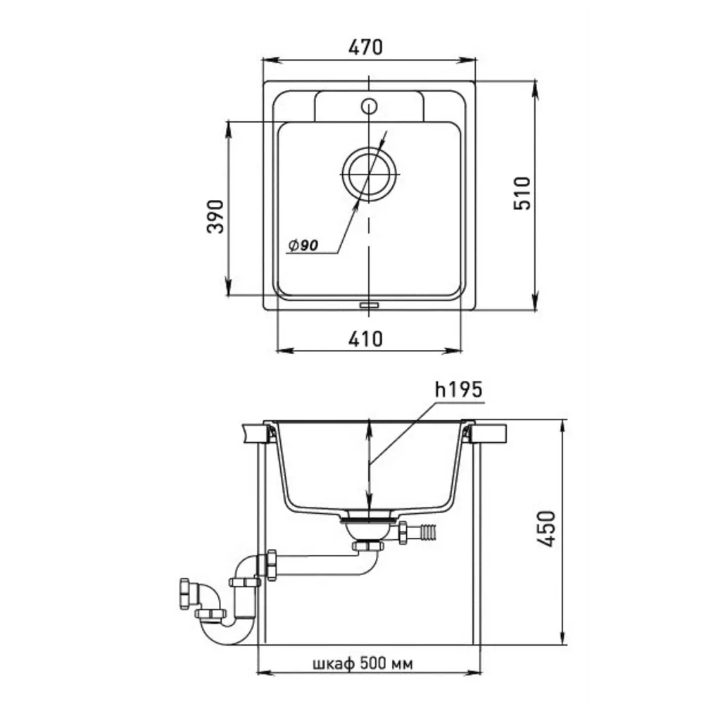 Фото 3 Мойка Ewigstein E- 50 Elegant 51.8x47.8x20 см. Искусственный камень Бежевый