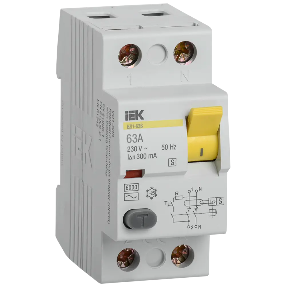 Фото УЗО IEK ВД1-63S 2Р 63 А 300 мА 6 кА AC MDV12-2-063-300 Фото УЗО IEK ВД1-63S 2Р 63 А 300 мА 6 кА AC MDV12-2-063-300