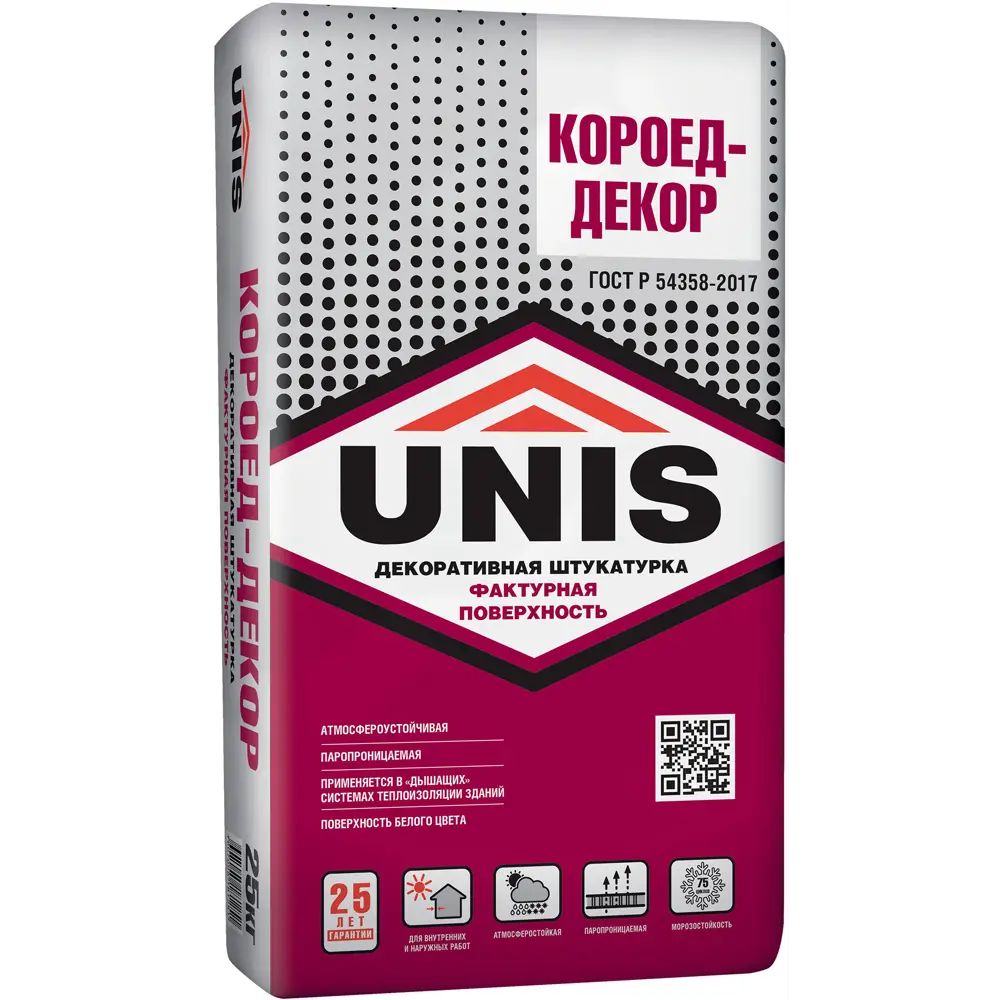 Фото Декоративная штукатурка Unis Короед-декор 25 кг Фото Декоративная штукатурка Unis Короед-декор 25 кг