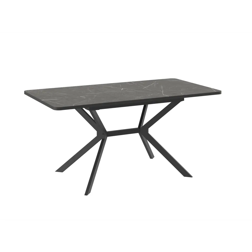 Фото Кухонный стол прямоугольный Мамадома Кристал 120 120x75x80 см ЛДСП цвет серый ножки черные