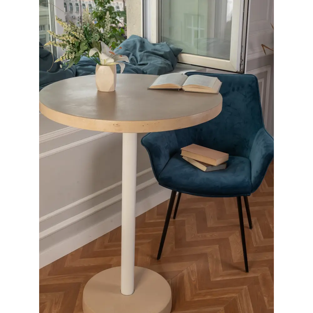 Фото 3 Стол многофункциональный круглый Мелодия света Flat 950-800 50x3.5 см бетон цвет бежевый Фото 3 Стол многофункциональный круглый Мелодия света Flat 950-800 50x3.5 см бетон цвет бежевый