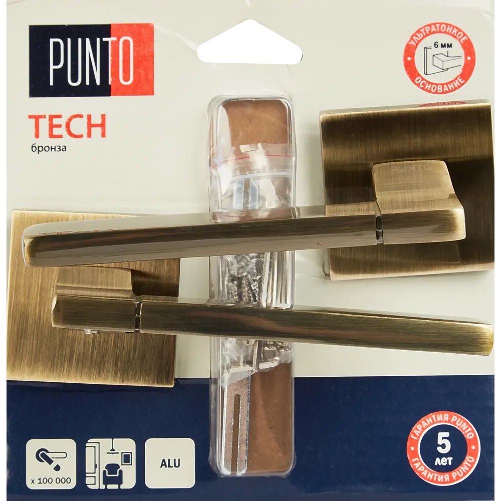 Фото 4 Дверные ручки Punto Tech без запирания цвет бронза Фото 4 Дверные ручки Punto Tech без запирания цвет бронза