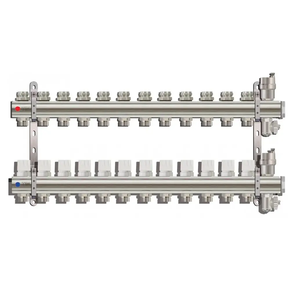 Фото Коллекторная группа Tim&Zeissler KB012 1" ВР 12 отводов 3/4" латунь Фото Коллекторная группа Tim&Zeissler KB012 1" ВР 12 отводов 3/4" латунь