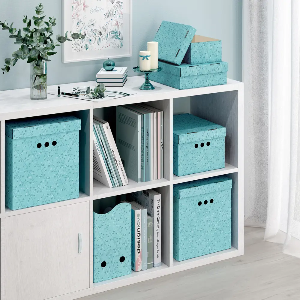 Фото 4 Набор коробок 3 шт Valiant Botanic Aqua 28x31.50x38 см 33.50 л картон цвет бирюзовый Фото 4 Набор коробок 3 шт Valiant Botanic Aqua 28x31.50x38 см 33.50 л картон цвет бирюзовый