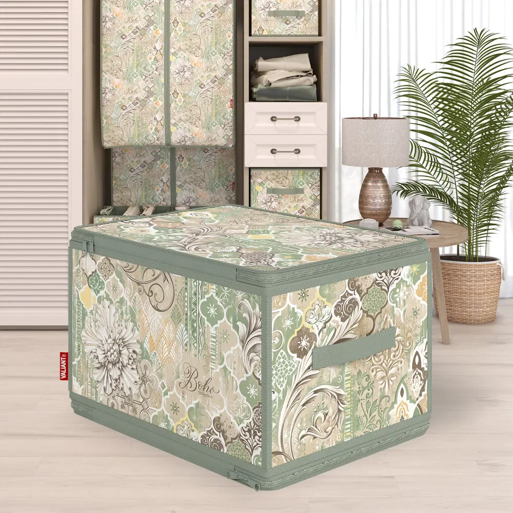 Фото 3 Коробка Valiant Boho 30x25x40 см 30 л полипропилен цвет светло-зеленый Фото 3 Коробка Valiant Boho 30x25x40 см 30 л полипропилен цвет светло-зеленый