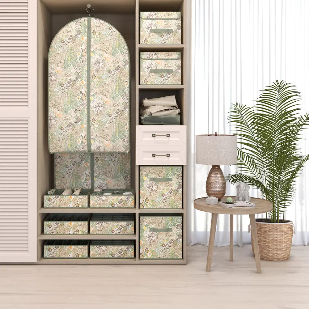 Фото 3 Коробка для обуви Valiant Boho 35x15x70 см 36.75 л нетканый материал цвет светло-зеленый Фото 3 Коробка для обуви Valiant Boho 35x15x70 см 36.75 л нетканый материал цвет светло-зеленый
