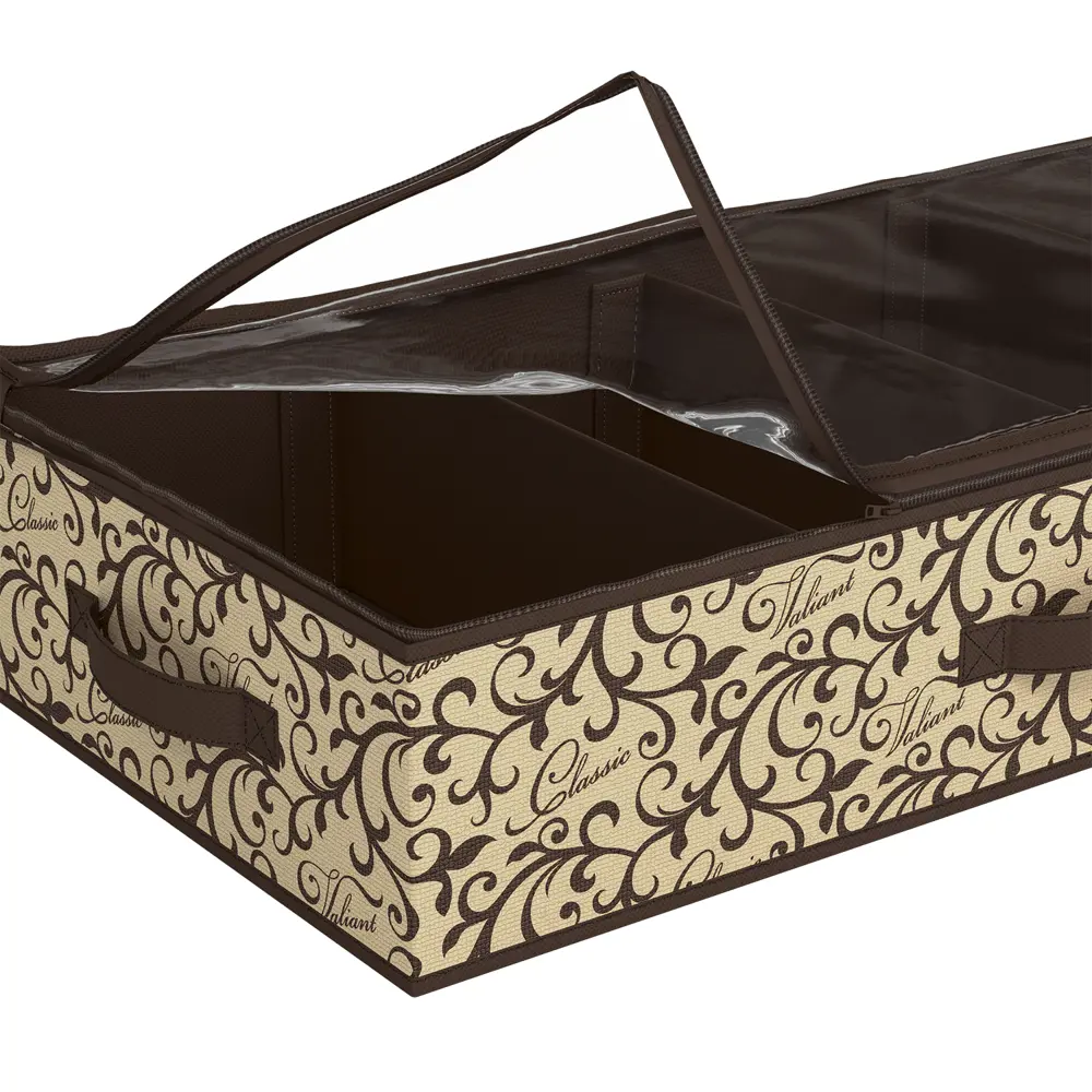 Фото 2 Коробка для обуви Valiant Classic 35x15x70 см 36.75 л нетканый материал цвет бежевый/коричневый Фото 2 Коробка для обуви Valiant Classic 35x15x70 см 36.75 л нетканый материал цвет бежевый/коричневый