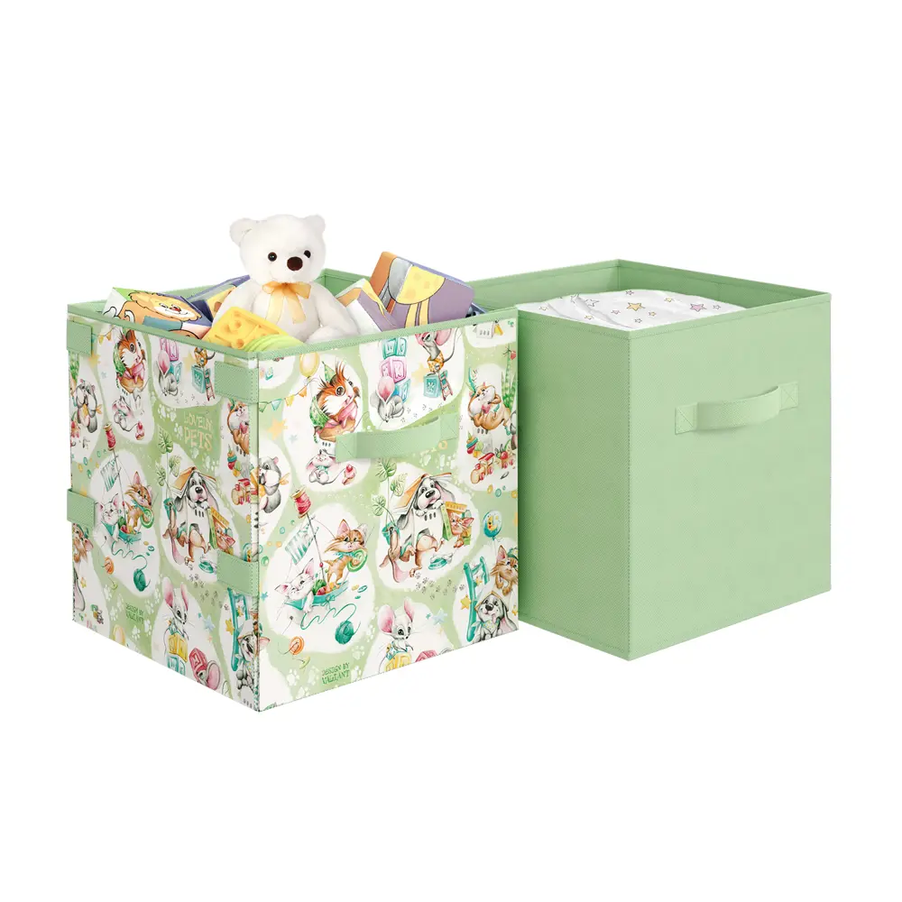 Фото 2 Набор коробок 2 шт Valiant Lovely Pets Green 31x31x31 см 29.79 л нетканый материал цвет зеленый Фото 2 Набор коробок 2 шт Valiant Lovely Pets Green 31x31x31 см 29.79 л нетканый материал цвет зеленый