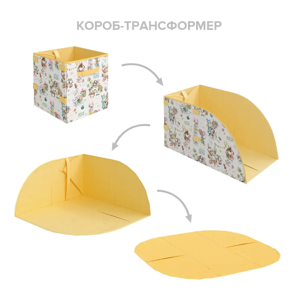 Фото 4 Набор коробок 2 шт Valiant Lovely Pets Yellow 31x31x31 см 29.79 л нетканый материал цвет желтый Фото 4 Набор коробок 2 шт Valiant Lovely Pets Yellow 31x31x31 см 29.79 л нетканый материал цвет желтый