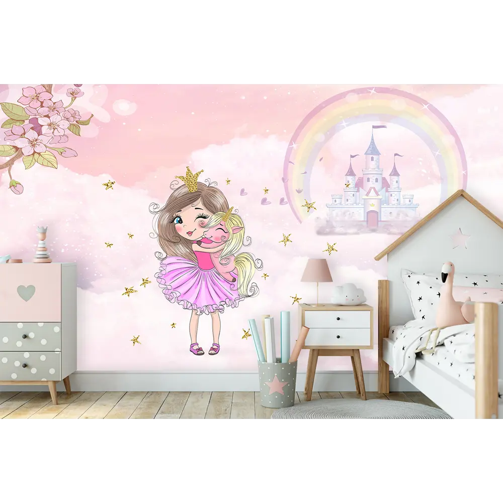 Фото 5 Фотообои флизелиновые Bartonwall 300x270 см 3d Детские Принцесса Радуга Единорог Фото 5 Фотообои флизелиновые Bartonwall 300x270 см 3d Детские Принцесса Радуга Единорог