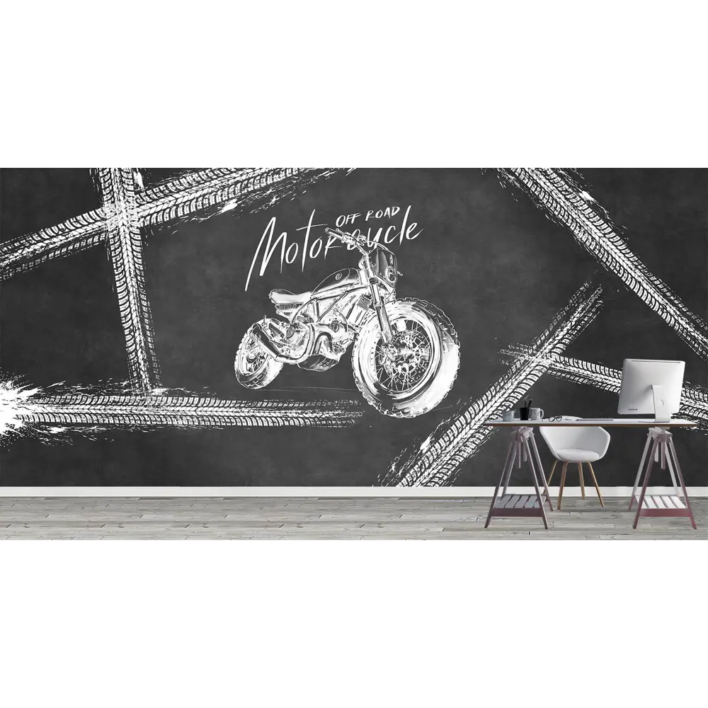 Фото Фотообои флизелиновые Bartonwall 600x270 см 3d Мотоцикл Стена Фото Фотообои флизелиновые Bartonwall 600x270 см 3d Мотоцикл Стена