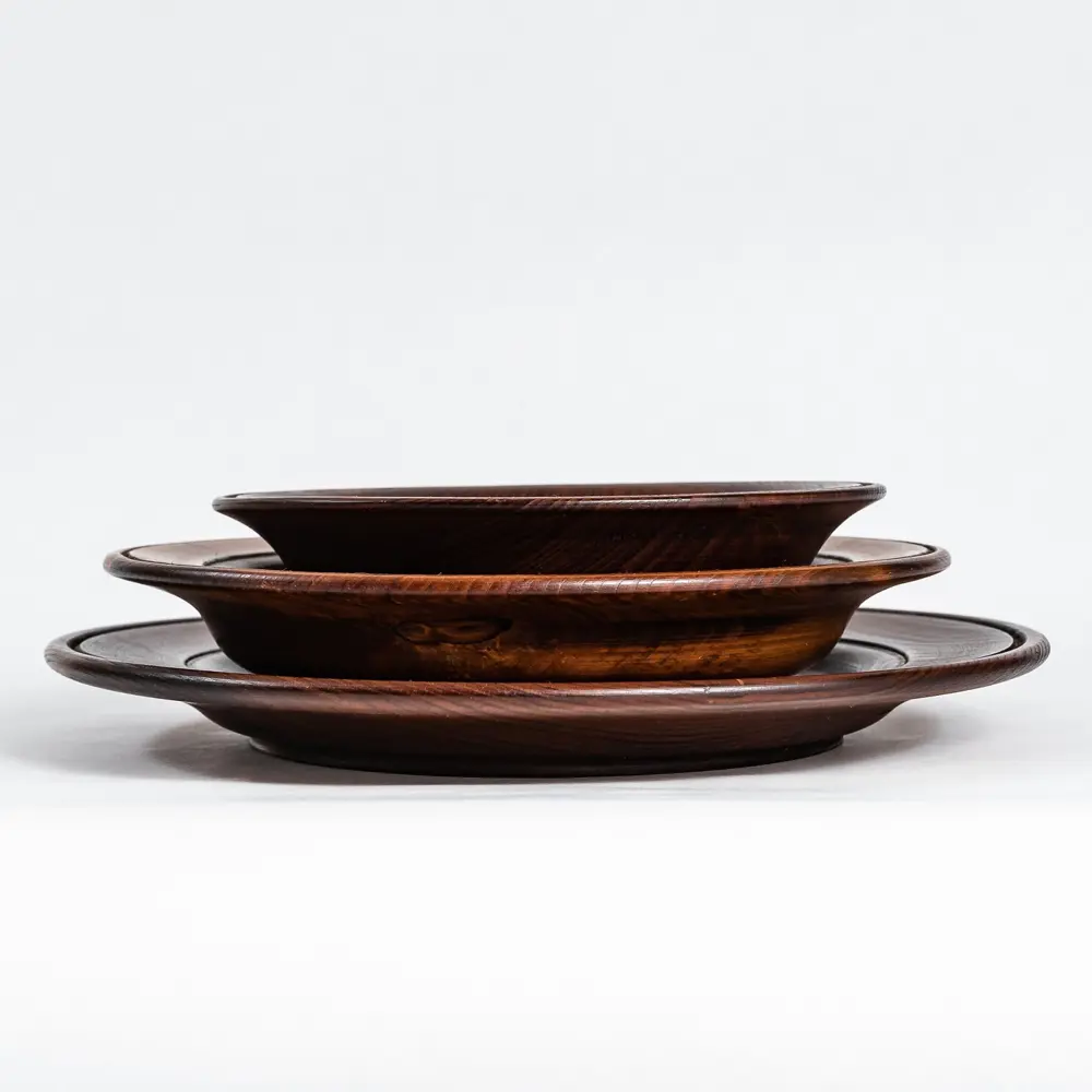 Фото 3 Набор тарелок 3 шт Magistro 5054018 27.50x7.50x30.50 см дерево цвет коричневый