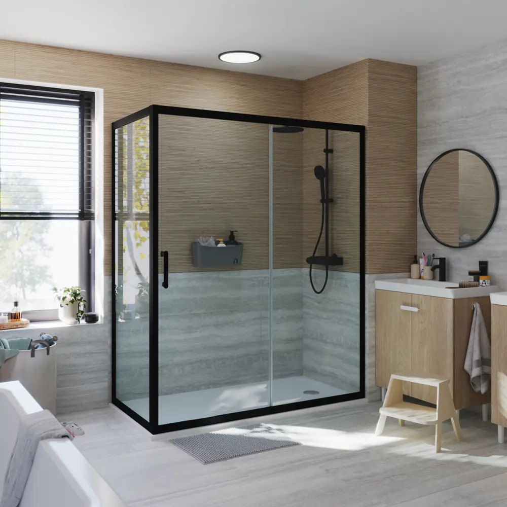 Фото 29 Комплект стекол для раздвижной душевой двери Sensea Easy 160 см прозрачное стекло цвет профиля на выбор Фото 29 Комплект стекол для раздвижной душевой двери Sensea Easy 160 см прозрачное стекло цвет профиля на выбор