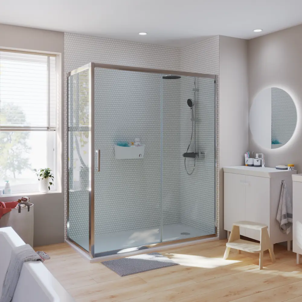 Фото 31 Комплект стекол для раздвижной душевой двери Sensea Easy 160 см прозрачное стекло цвет профиля на выбор Фото 31 Комплект стекол для раздвижной душевой двери Sensea Easy 160 см прозрачное стекло цвет профиля на выбор