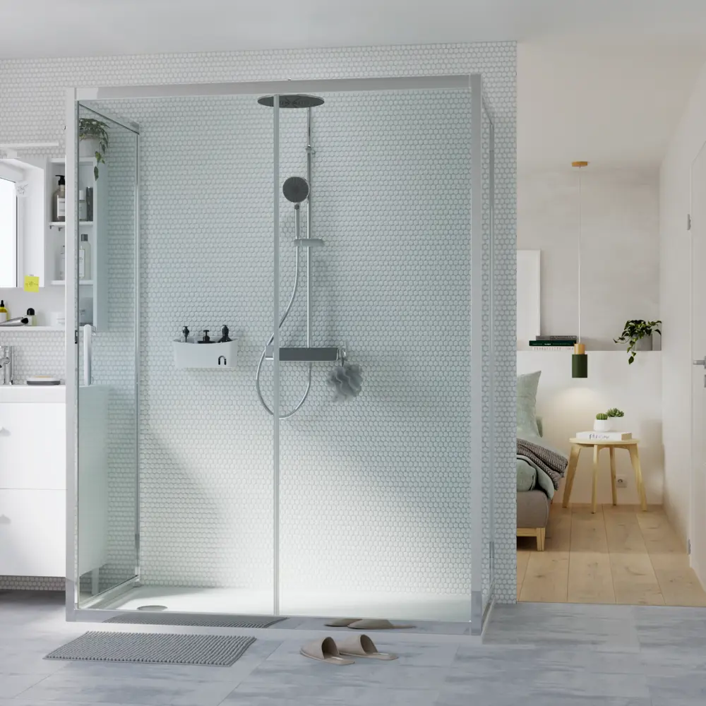 Фото 32 Комплект стекол для раздвижной душевой двери Sensea Easy 160 см прозрачное стекло цвет профиля на выбор Фото 32 Комплект стекол для раздвижной душевой двери Sensea Easy 160 см прозрачное стекло цвет профиля на выбор