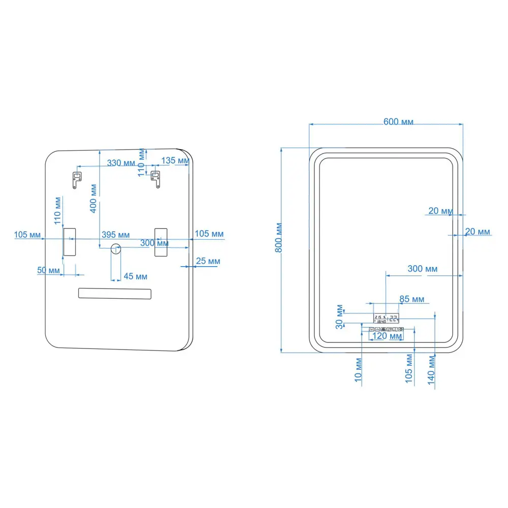 Фото 3 Зеркало для ванной Art & max AM-Gen-600-800-S-F-MFP с подсветкой 60x80см