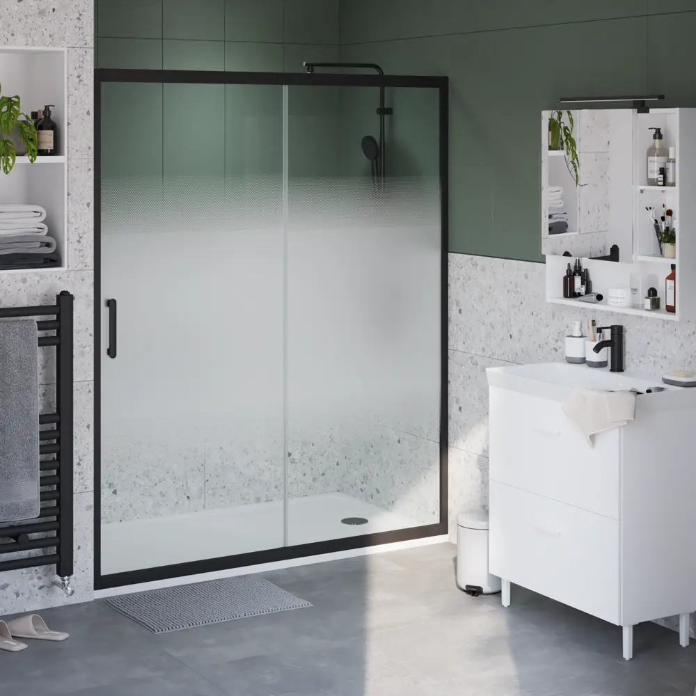 Фото 22 Комплект профилей и фурнитуры для раздвижной душевой двери Sensea Easy 160 см цвет черный Фото 22 Комплект профилей и фурнитуры для раздвижной душевой двери Sensea Easy 160 см цвет черный