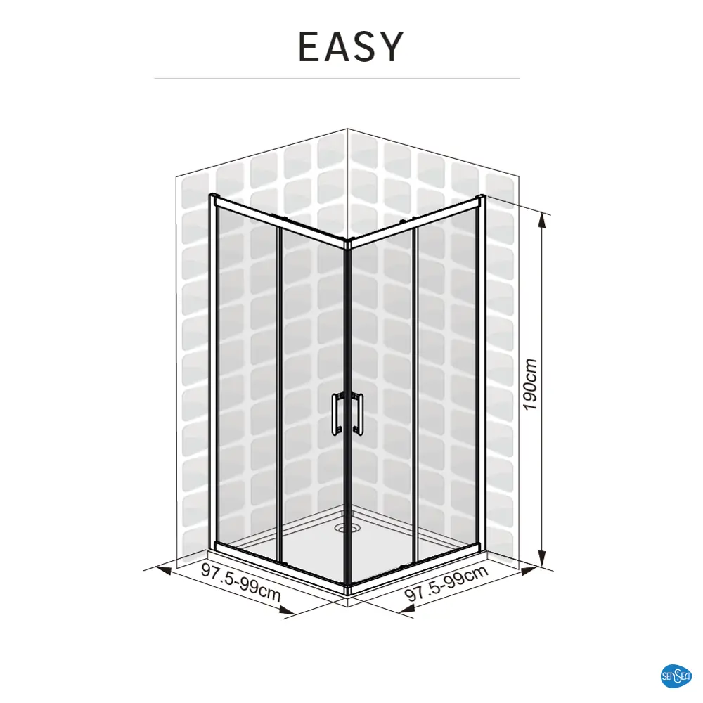 Фото 22 Комплект стекол для душевой ширмы Sensea Easy 100x100 см прозрачное стекло, цвет профиля на выбор Фото 22 Комплект стекол для душевой ширмы Sensea Easy 100x100 см прозрачное стекло, цвет профиля на выбор