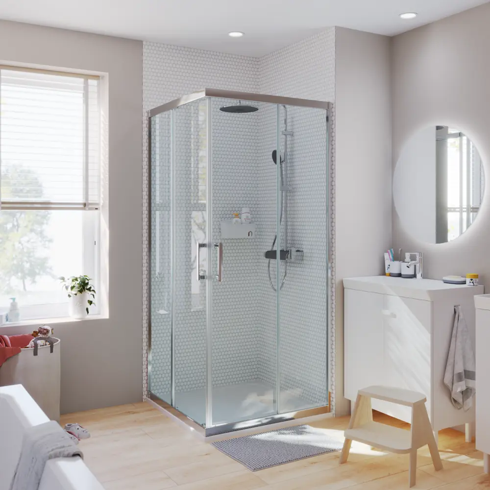Фото 20 Комплект стекол для душевой ширмы Sensea Easy 100x100 см прозрачное стекло, цвет профиля на выбор Фото 20 Комплект стекол для душевой ширмы Sensea Easy 100x100 см прозрачное стекло, цвет профиля на выбор