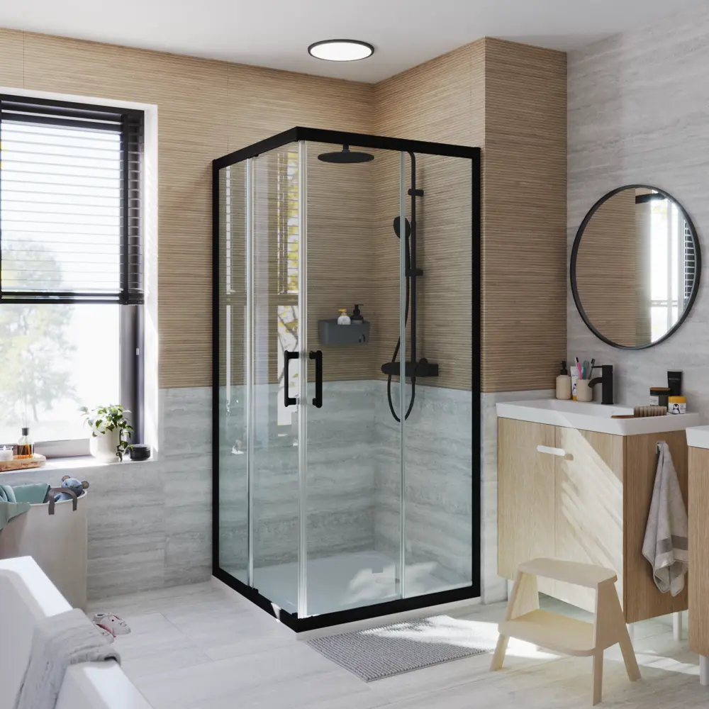 Фото 19 Комплект стекол для душевой ширмы Sensea Easy 100x100 см прозрачное стекло, цвет профиля на выбор Фото 19 Комплект стекол для душевой ширмы Sensea Easy 100x100 см прозрачное стекло, цвет профиля на выбор