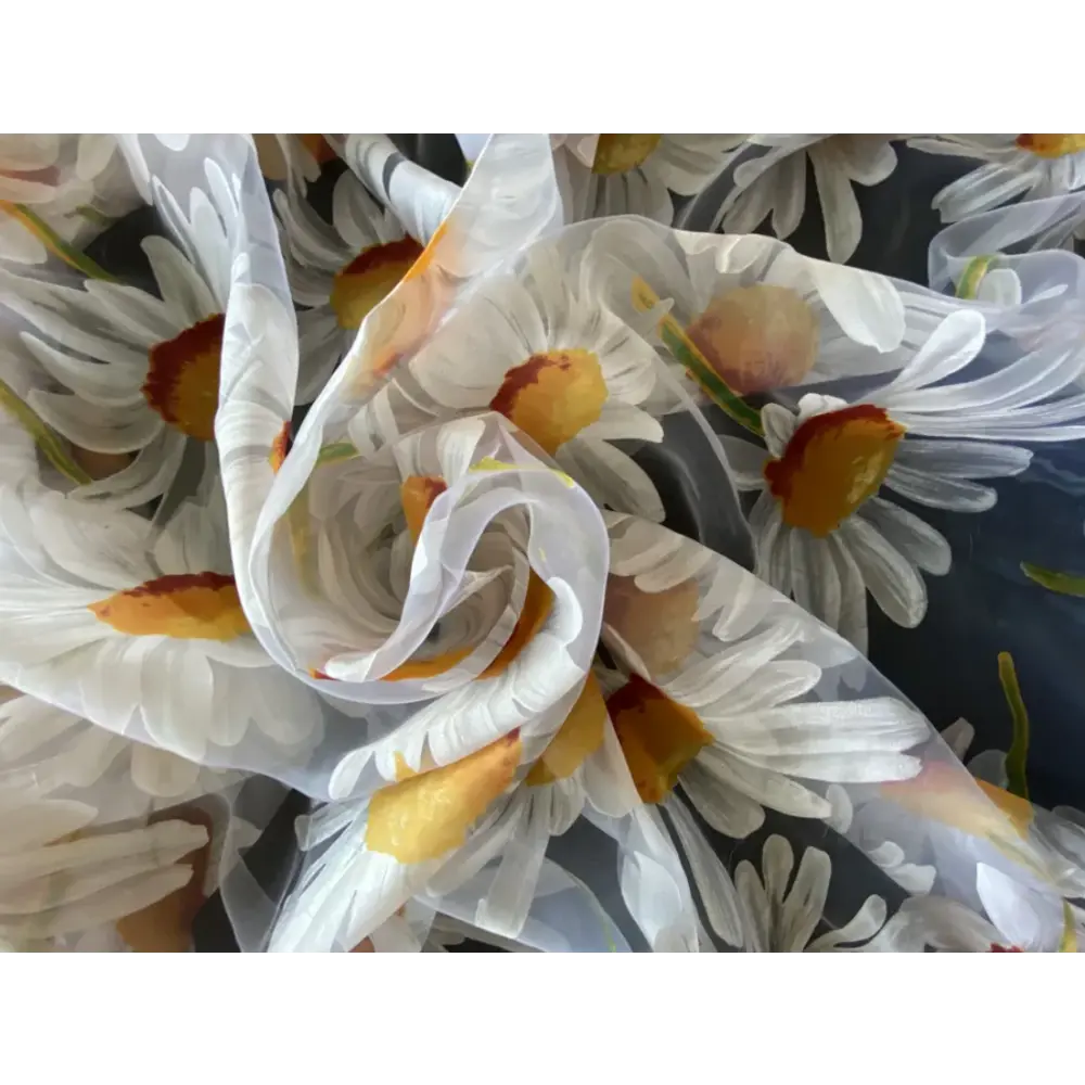 Фото 2 Тюль на шторной ленте Inva "Ромашки" 300х260 см цвет белый/желтый