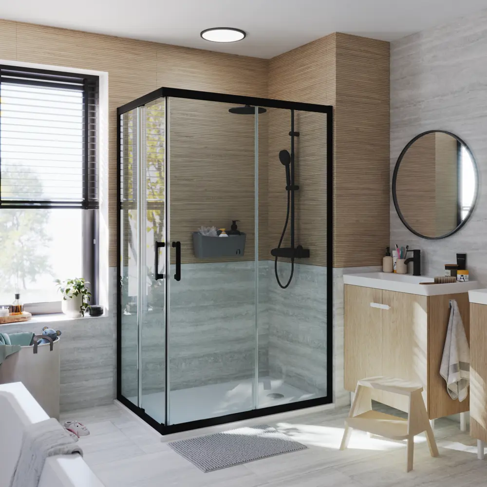Фото 23 Комплект стекол для душевой ширмы Sensea Easy 120x80 см прозрачное стекло цвет профиля на выбор Фото 23 Комплект стекол для душевой ширмы Sensea Easy 120x80 см прозрачное стекло цвет профиля на выбор