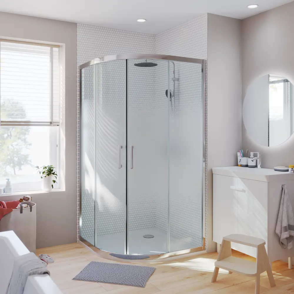 Фото 20 Комплект стекол для душевой ширмы Sensea Easy 1/4 круга 90x90 см с шелкографией, цвет профиля на выбор Фото 20 Комплект стекол для душевой ширмы Sensea Easy 1/4 круга 90x90 см с шелкографией, цвет профиля на выбор