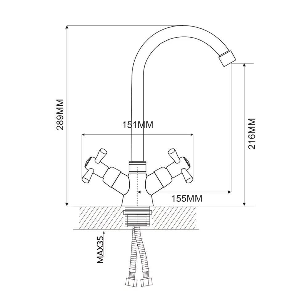Фото 2 Двухвентильный смеситель Ammore излив 21.6 см цинковый сплав цвет хром A5482-5 Фото 2 Двухвентильный смеситель Ammore излив 21.6 см цинковый сплав цвет хром A5482-5