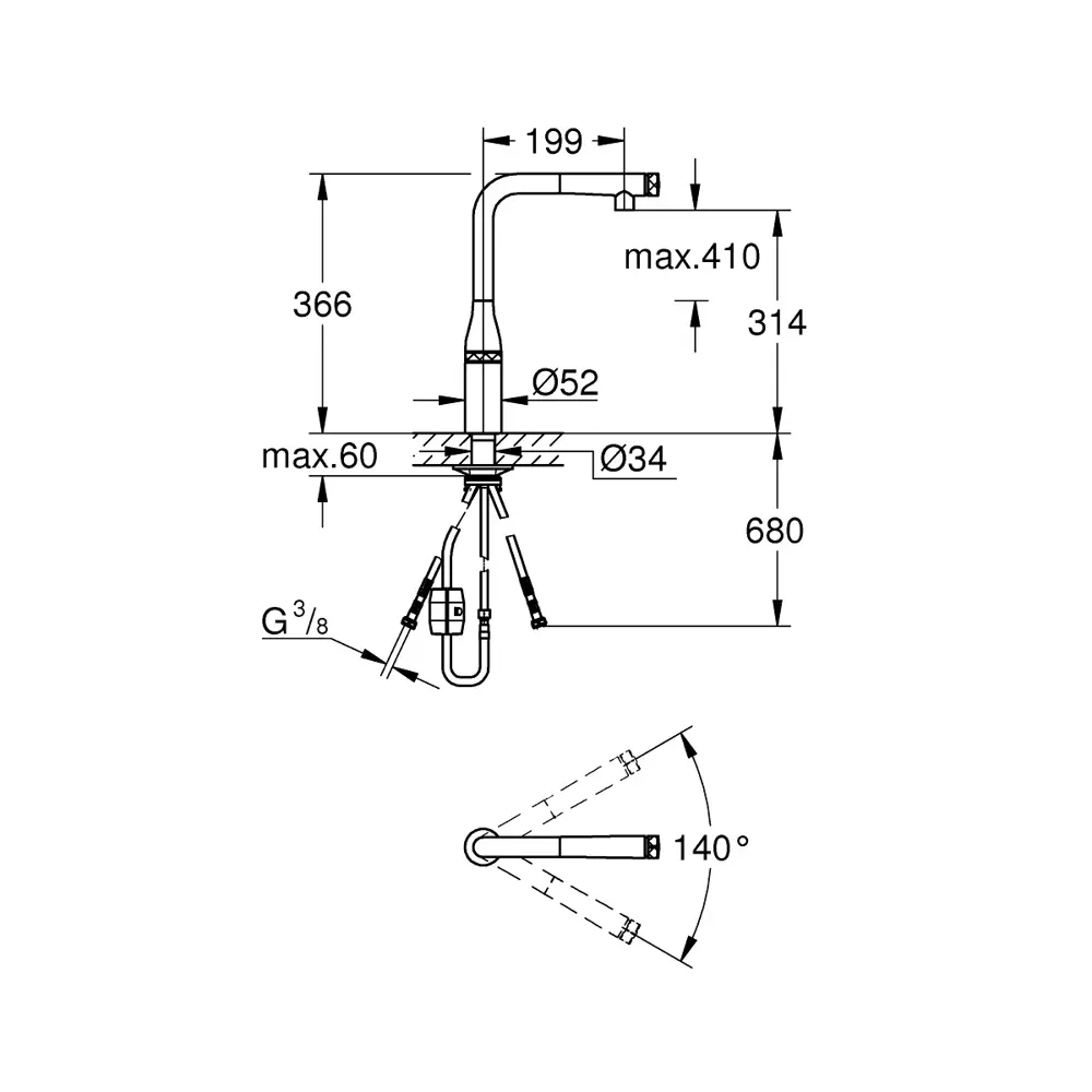 Фото 2 Однорычажный смеситель Grohe 31615dl0gr излив 36.6 см латунь цвет коралловый Фото 2 Однорычажный смеситель Grohe 31615dl0gr излив 36.6 см латунь цвет коралловый