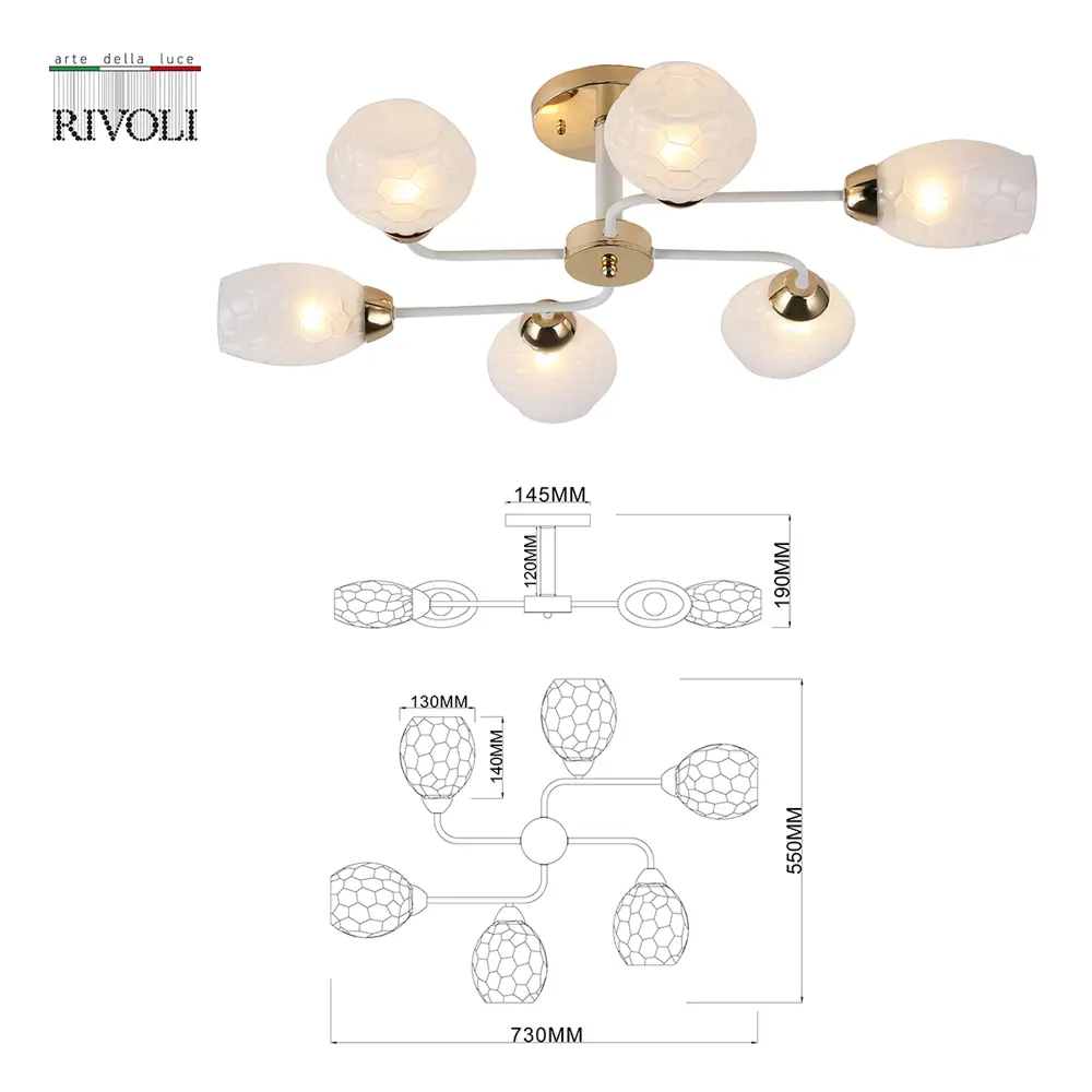 Фото 3 Люстра потолочная RIVOLI B0054862 3128-306 6 ламп 18 м² цвет бронза Фото 3 Люстра потолочная RIVOLI B0054862 3128-306 6 ламп 18 м² цвет бронза