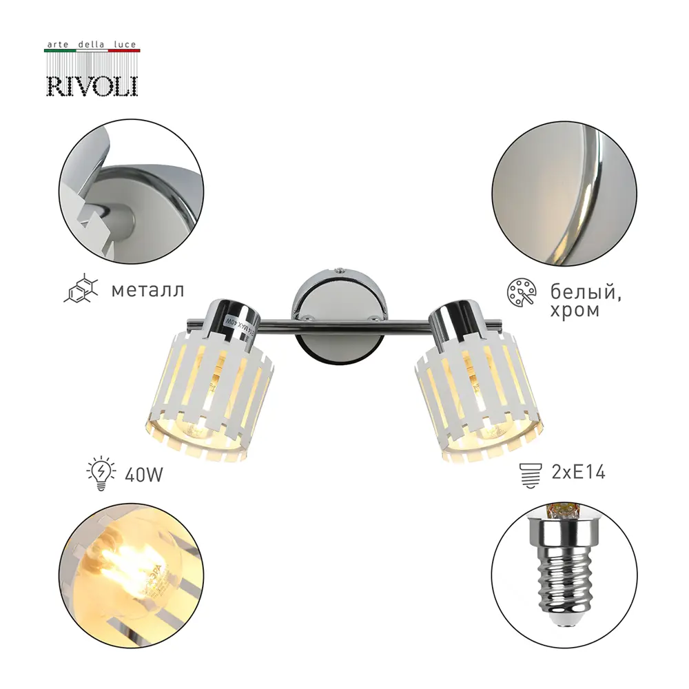Фото 9 Спот поворотный RIVOLI B0051972 2 лампы 6 м² цвет черный Фото 9 Спот поворотный RIVOLI B0051972 2 лампы 6 м² цвет черный