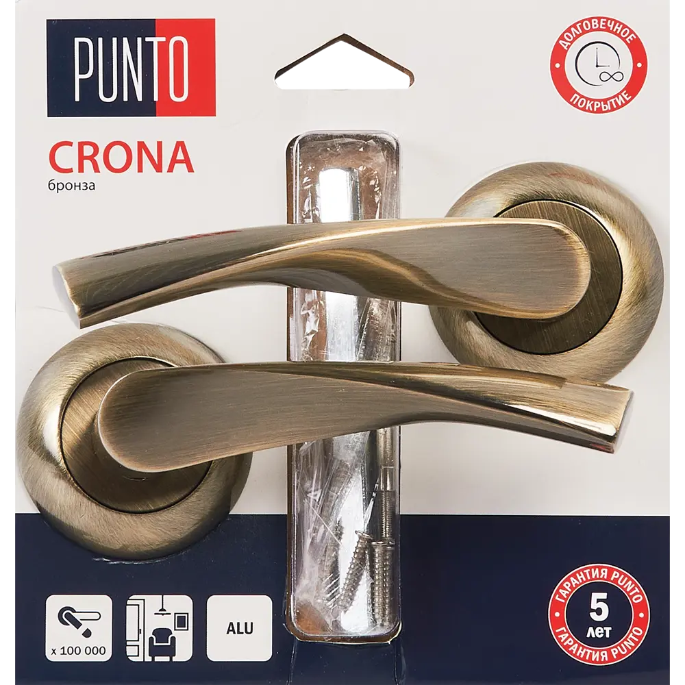 Фото 3 Дверные ручки Punto Crona без запирания цвет бронза Фото 3 Дверные ручки Punto Crona без запирания цвет бронза