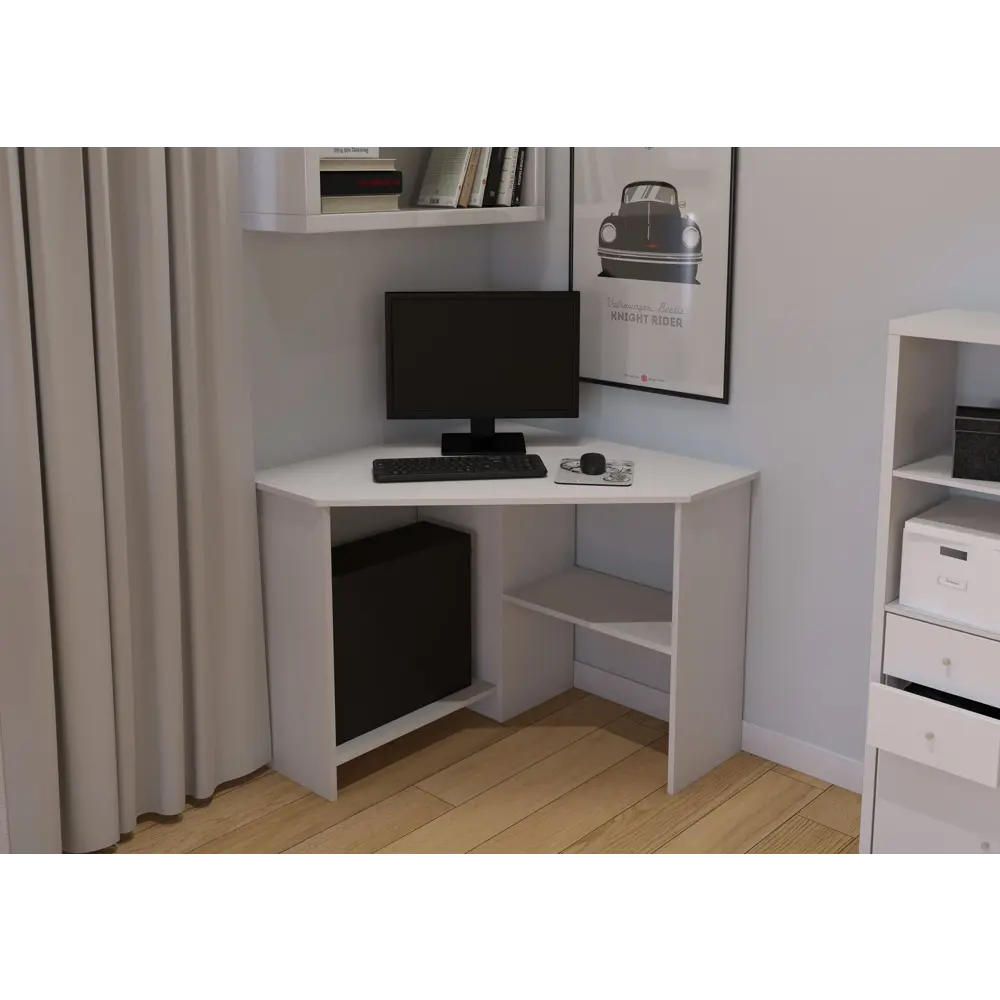 Фото 6 Стол компьютерный угловой Дизайн фабрика Corner 900 90x73.2x60 см ЛДСП цвет белый Фото 6 Стол компьютерный угловой Дизайн фабрика Corner 900 90x73.2x60 см ЛДСП цвет белый