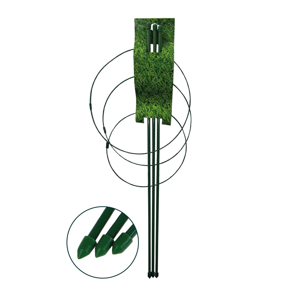 Фото Опора для цветов складная сталь PE 3 ножки 0.7x75 см 3 кольца