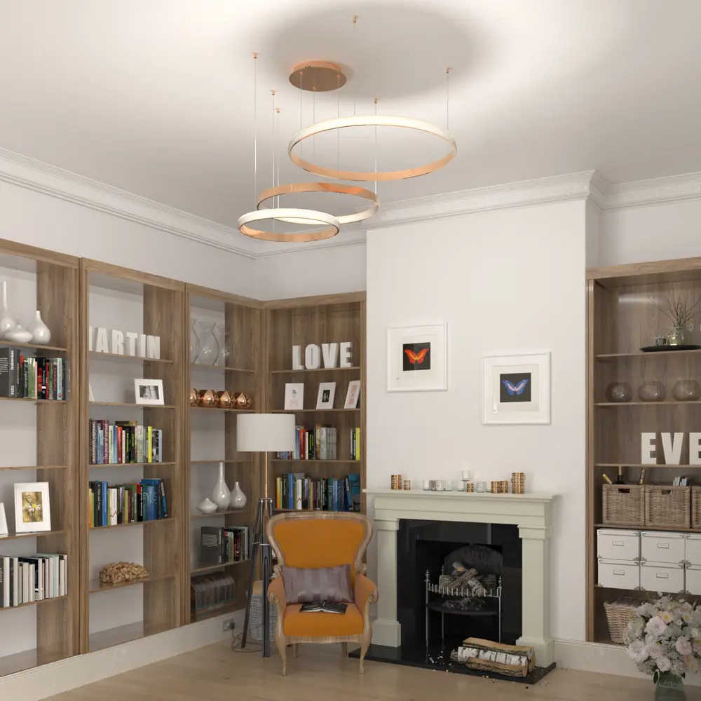 Фото 10 Умный Светильник подвесной светодиодный EUROSVET 90275/3 Posh 28 м² регулируемый белый свет цвет медный Фото 10 Умный Светильник подвесной светодиодный EUROSVET 90275/3 Posh 28 м² регулируемый белый свет цвет медный