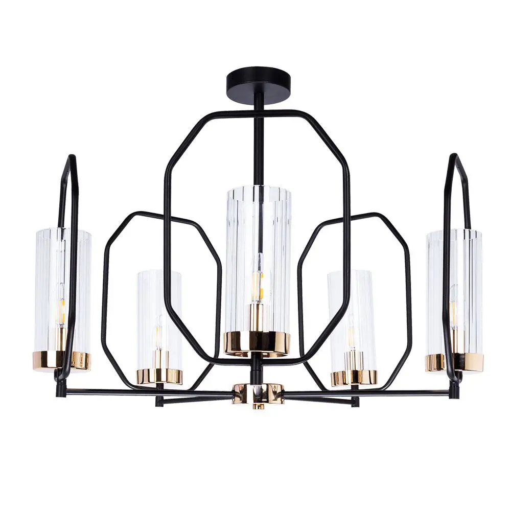 Фото Люстра потолочная Arte Lamp A7004PL-5BK Celaeno 5 ламп цвет черный Фото Люстра потолочная Arte Lamp A7004PL-5BK Celaeno 5 ламп цвет черный