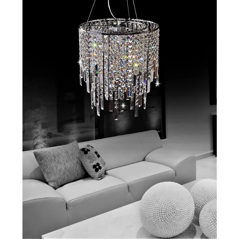Фото 2 Люстра подвесная хрустальная Lumina Deco LDP 2159-450 CHR Zucchero 5 ламп 40 м² цвет хром Фото 2 Люстра подвесная хрустальная Lumina Deco LDP 2159-450 CHR Zucchero 5 ламп 40 м² цвет хром