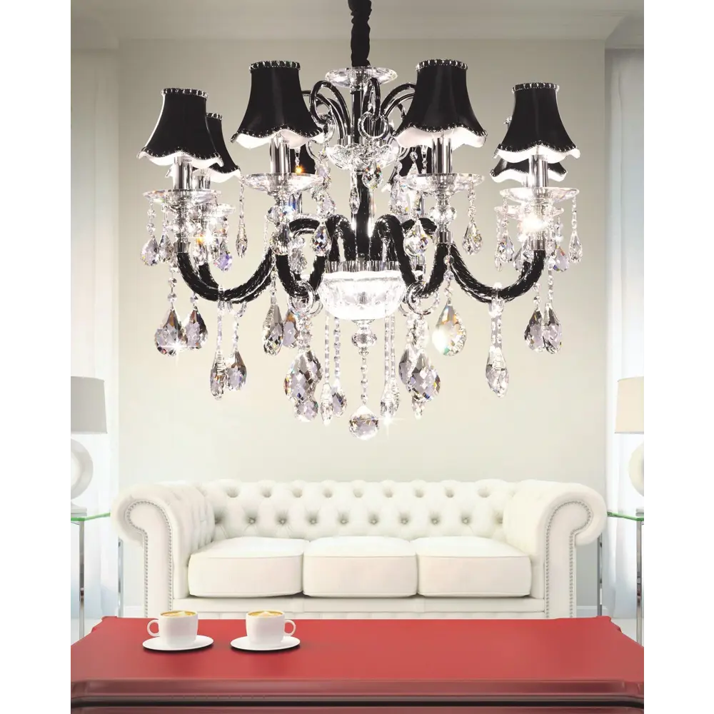 Фото 3 Люстра подвесная LUMINA DECO LDP 66249-8 BK Denica 8 ламп 64 м² цвет черный Фото 3 Люстра подвесная LUMINA DECO LDP 66249-8 BK Denica 8 ламп 64 м² цвет черный