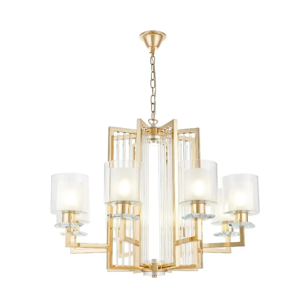 Фото Люстра подвесная LUMINA DECO LDP 8012-8 F.GD Manhattan 8 ламп 64 м² цвет золото Фото Люстра подвесная LUMINA DECO LDP 8012-8 F.GD Manhattan 8 ламп 64 м² цвет золото
