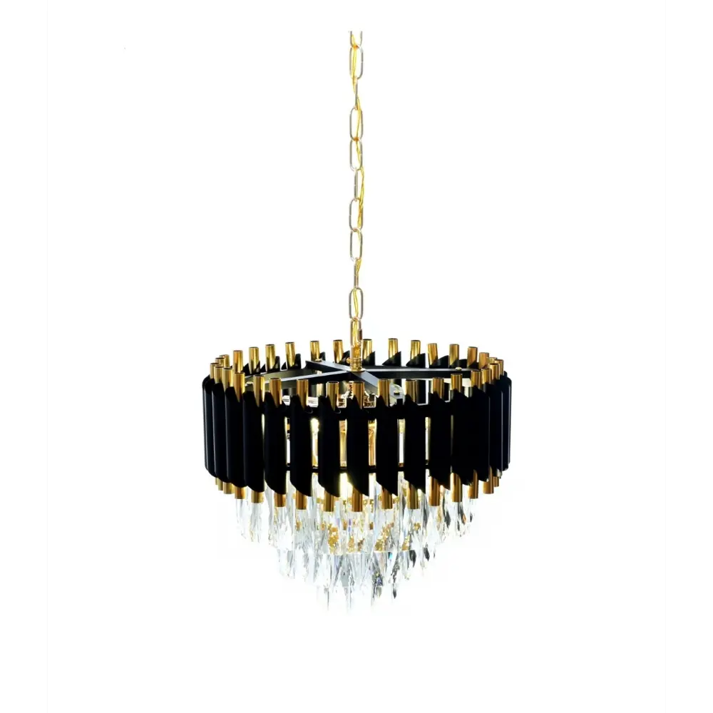 Фото Люстра подвесная хрустальная Lumina Deco LDP 6003-400 BK+F.GD Funneli 6 ламп 48 м² цвет черный Фото Люстра подвесная хрустальная Lumina Deco LDP 6003-400 BK+F.GD Funneli 6 ламп 48 м² цвет черный