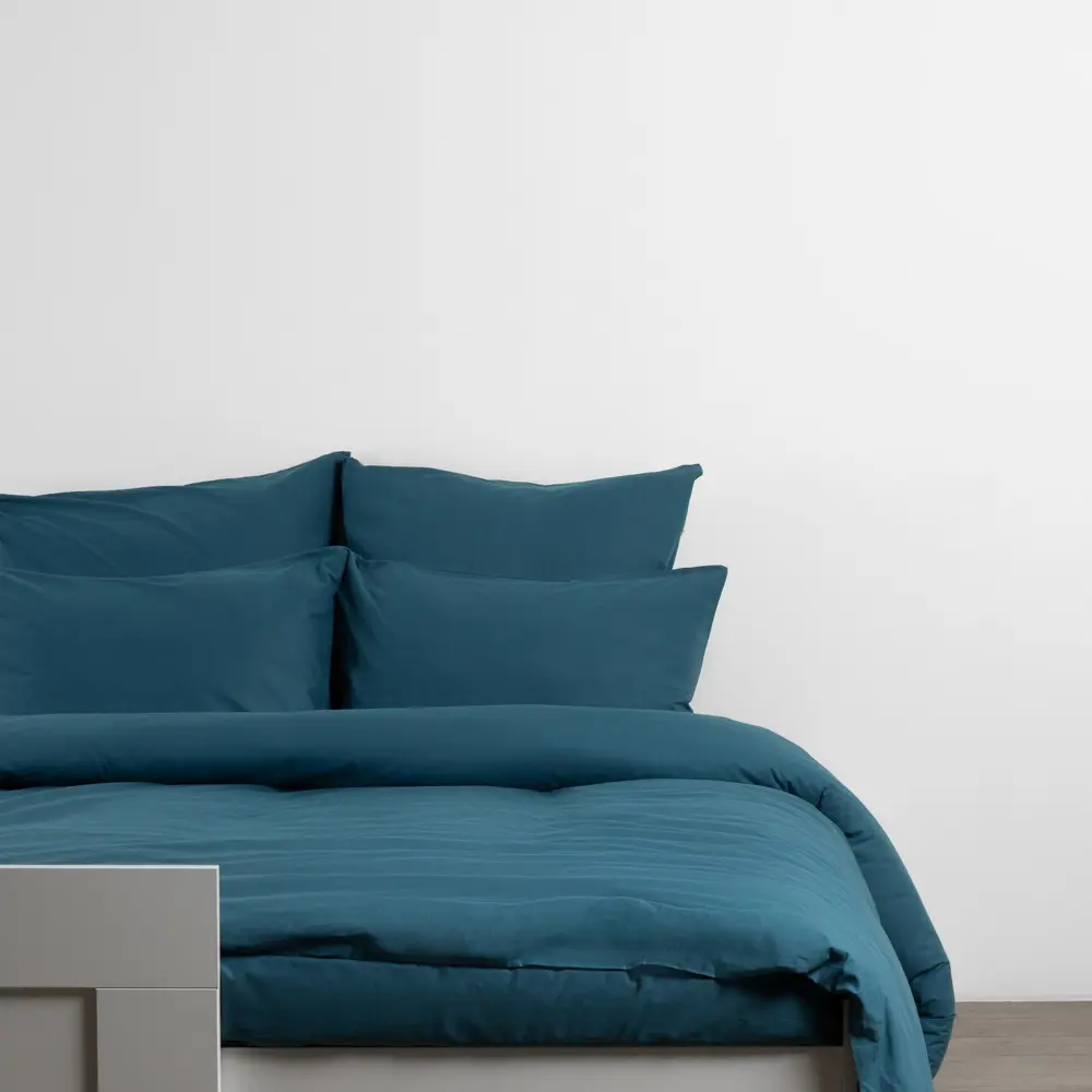 Фото 2 Комплект постельного белья Urban family Темно-бирюзовый 815 полутораспальный перкаль 70x70 см, разноцветный