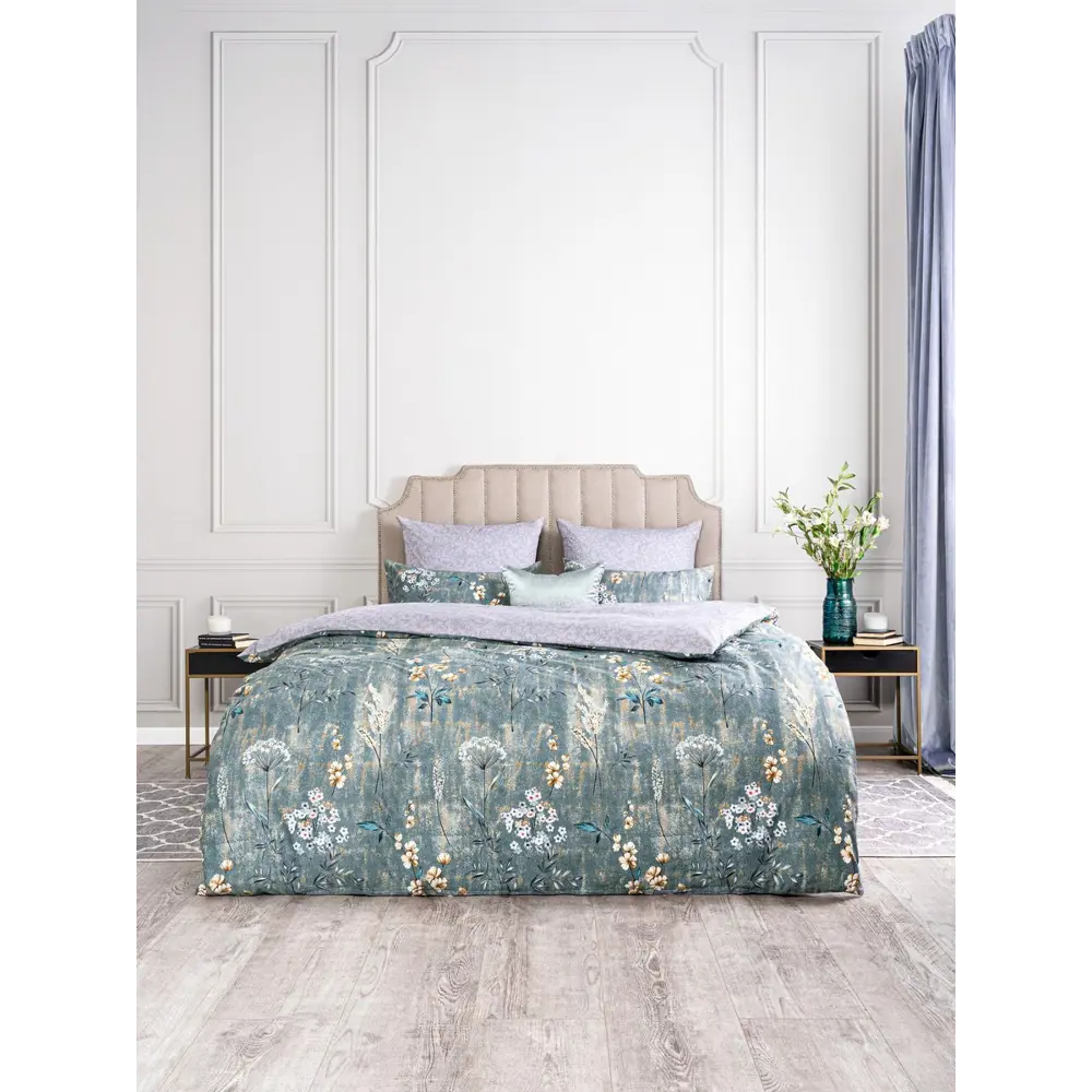 Фото 2 Комплект постельного белья Estia eta890117, семейный, сатин цвет серый/серебристый