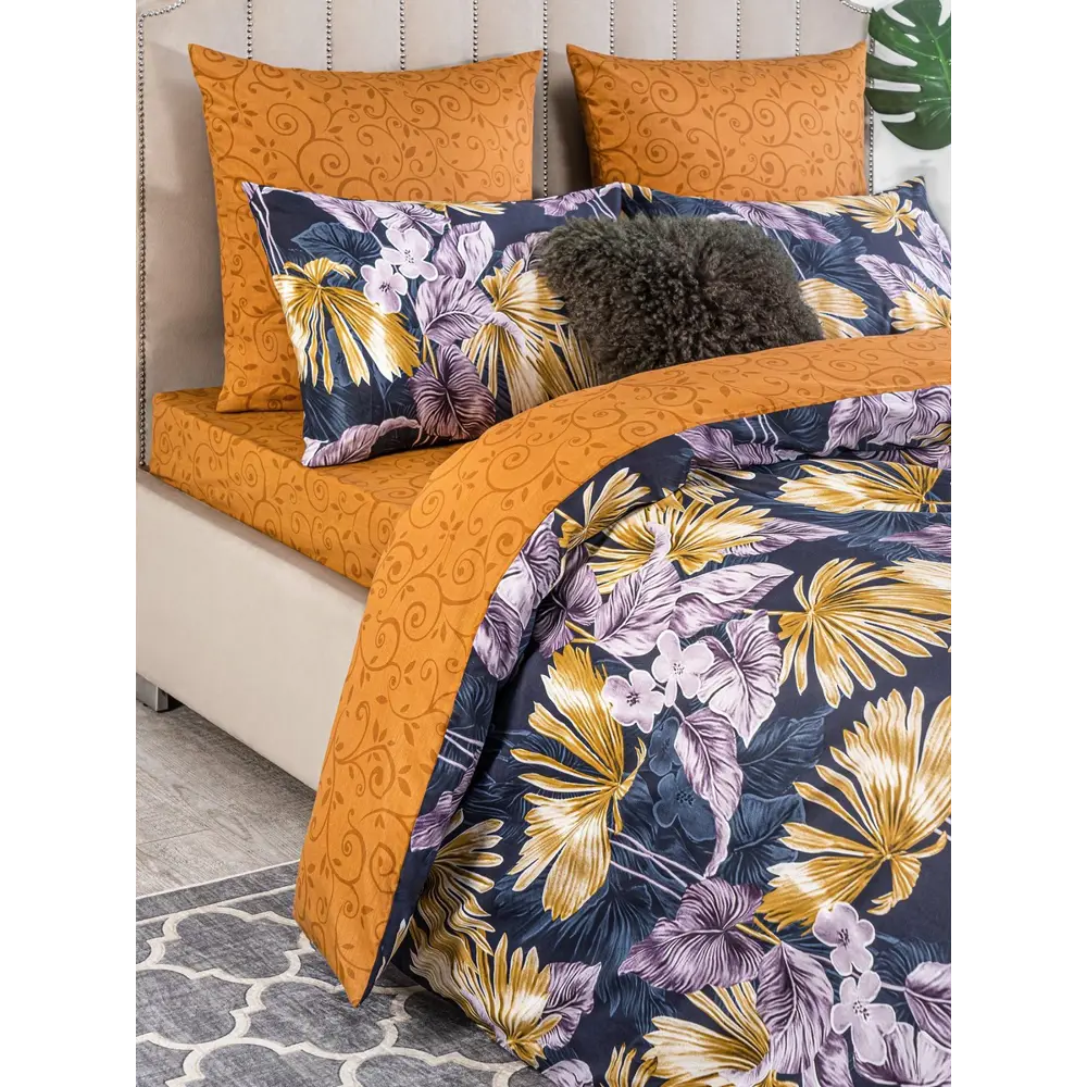 Фото 3 Комплект постельного белья Estia eta890093, двуспальный, сатин цвет оранжевый/медный