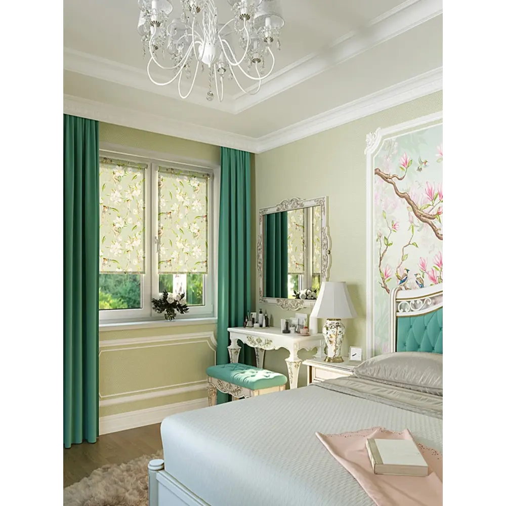 Фото Рулонная штора Domlegrand Райский сад 57x170 см цвет зеленый Фото Рулонная штора Domlegrand Райский сад 57x170 см цвет зеленый