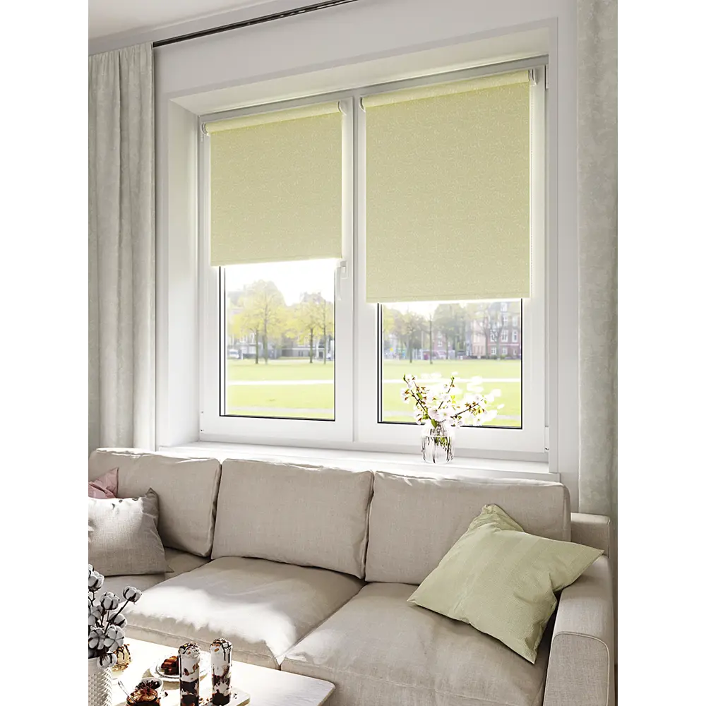 Фото Рулонная штора Domlegrand Мираж 160x175 см цвет крем Фото Рулонная штора Domlegrand Мираж 160x175 см цвет крем