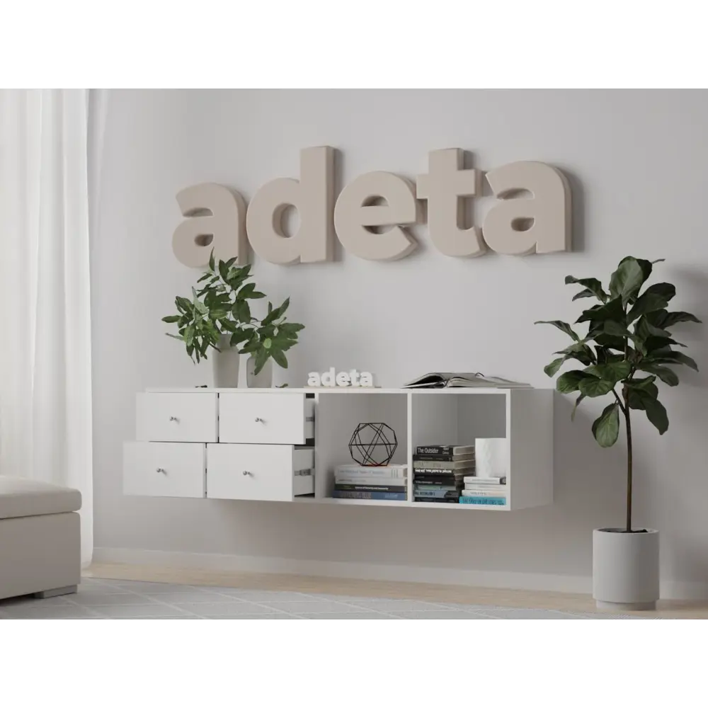 Фото 4 Тумба под телевизор Adeta Билли 522 147x42x39 см ЛДСП цвет белый Фото 4 Тумба под телевизор Adeta Билли 522 147x42x39 см ЛДСП цвет белый