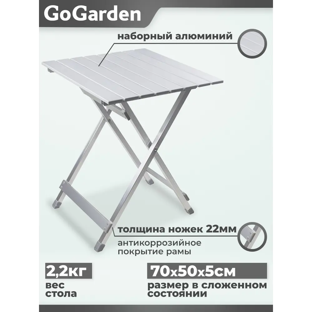 Фото 2 Нераздвижной садовый стол складной Gogarden COMPACT 50 48 см x 50 см x 61 см алюминий серый/серебристый Фото 2 Нераздвижной садовый стол складной Gogarden COMPACT 50 48 см x 50 см x 61 см алюминий серый/серебристый