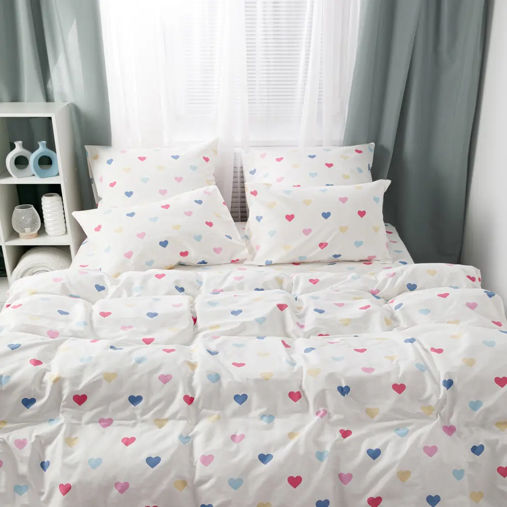 Фото 2 Комплект постельного белья Веселина Влюбленность евро бязь 70x70 см, разноцветный